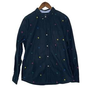 Hawkings McGill Black Leaf Print Button Down Long Sleeve Shirt Sz L Men